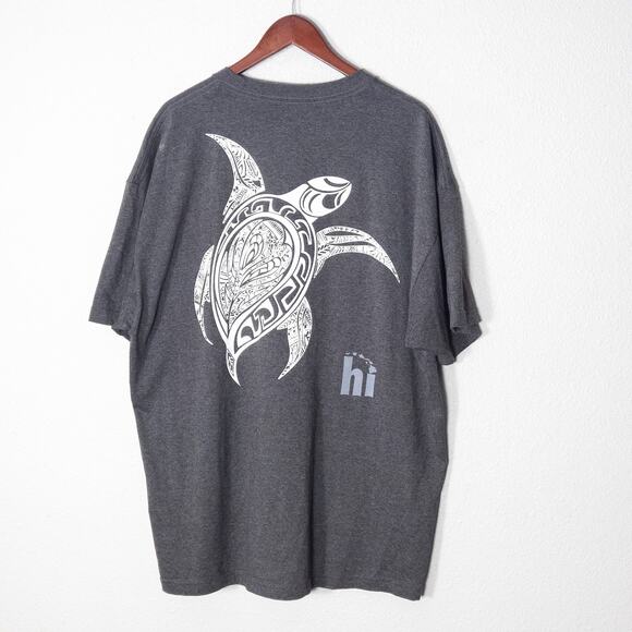 Alstyle Men’s Graphic “hi” Hawaii Turtle T-Shirt Minimalist Island Turtle Sz 2XL - Picture 2 of 5